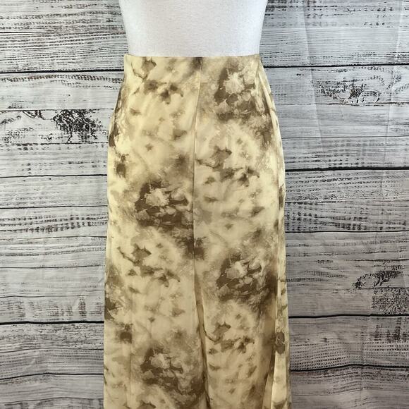 Moon River Skirt size Large Ivory Brown Mesh Sheer Midi Flared Stretch Modest - Picture 2 of 10